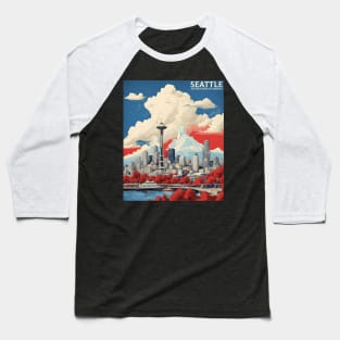 Seattle USA Vintage Tourism Travel Baseball T-Shirt